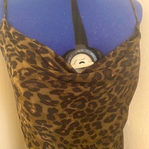 Zara leopard print dark green dress